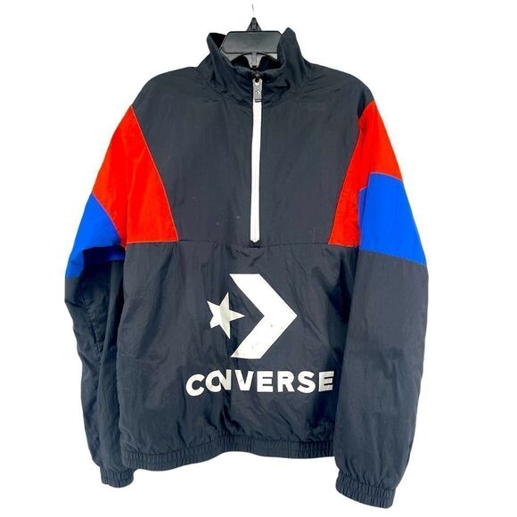 Converse Kid’s Colorblock Quarter Zip Pullover Windbreaker Jacket Small 8-10 - Picture 1 of 13